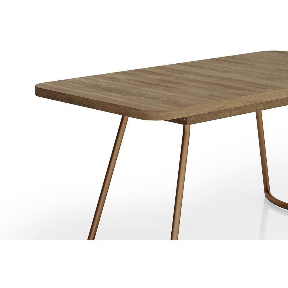 Mesa De Sala Jantar évora Maior 1603 C/ Tampo Madeirado C/ Vidro 170x90cm Rose/freijo/nogal - Carraro - 4