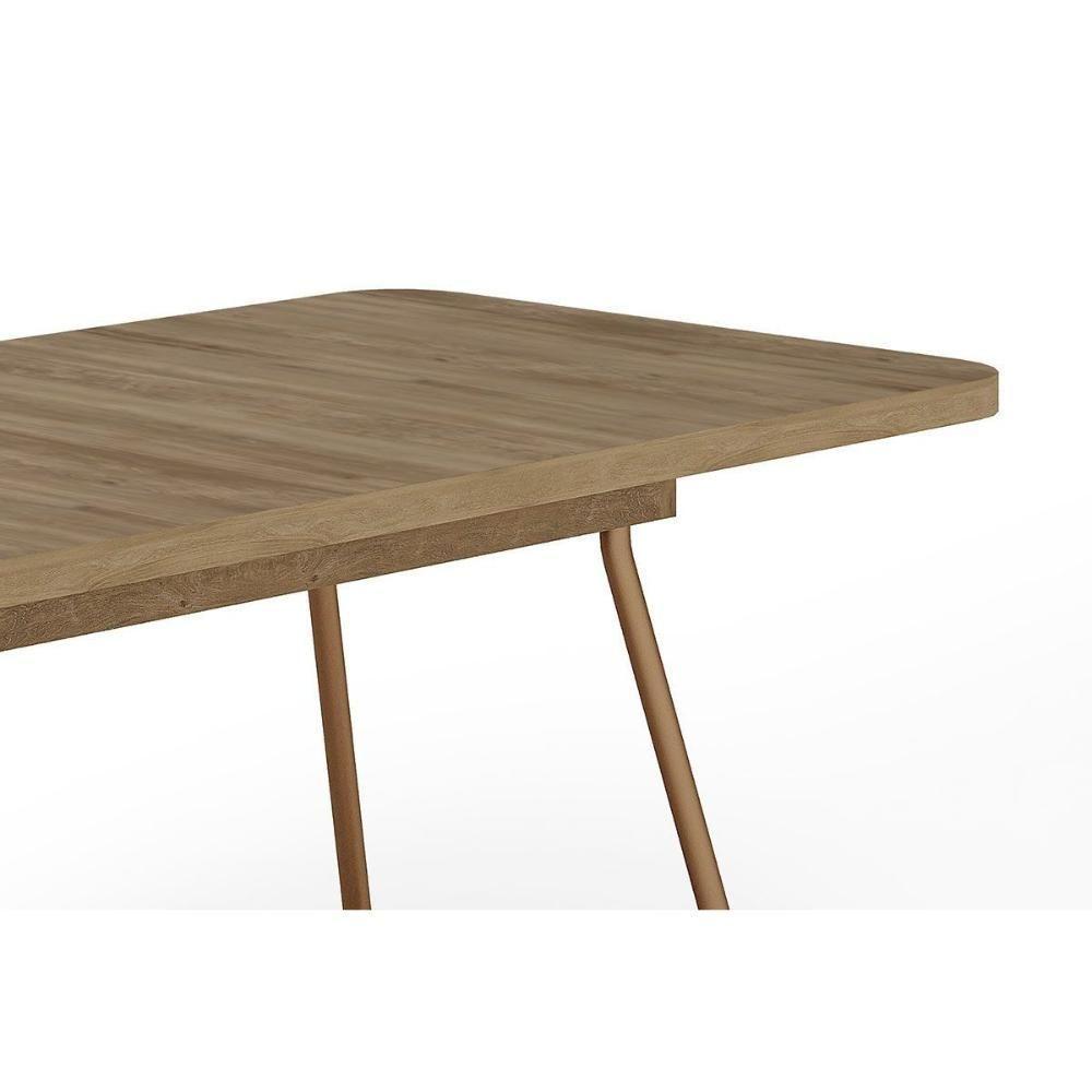 Mesa De Sala Jantar évora Maior 1603 C/ Tampo Madeirado C/ Vidro 170x90cm Rose/freijo/nogal - Carraro - 5