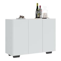 Aparador Buffet 3 Portas Com Pés Quadrados Veneza Multimóveis V1010 Branco/Preto Branco/Preto - 1