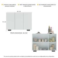 Aparador Buffet 3 Portas Com Pés Quadrados Veneza Multimóveis V1010 Branco/Preto Branco/Preto - 5