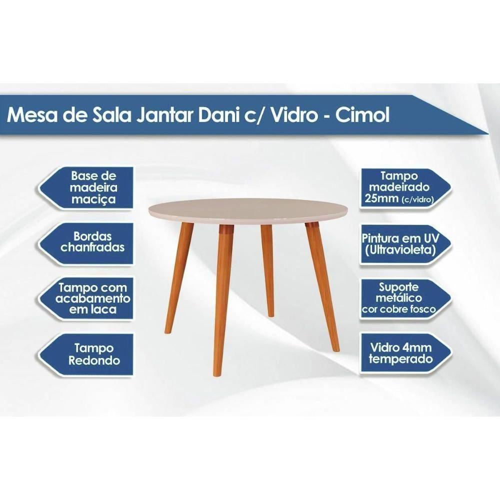 Sala De Jantar Completa Dani C/ Tampo Madeirado C/ Vidro 110cm E 4 Cadeiras Clarice Nature/suede Joli Chocolate - Cimol - 3