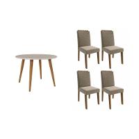 Sala De Jantar Completa Dani C/ Tampo Madeirado C/ Vidro 110cm E 4 Cadeiras Clarice Nature/suede Joli Chocolate - Cimol - 1