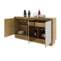 Aparador Buffet 3 Portas 1 Gav Com Espelho Cr50004 Natural - 3