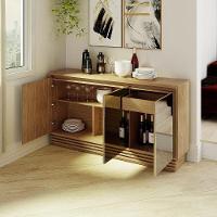 Aparador Buffet 3 Portas 1 Gav Com Espelho Cr50004 Natural - 5