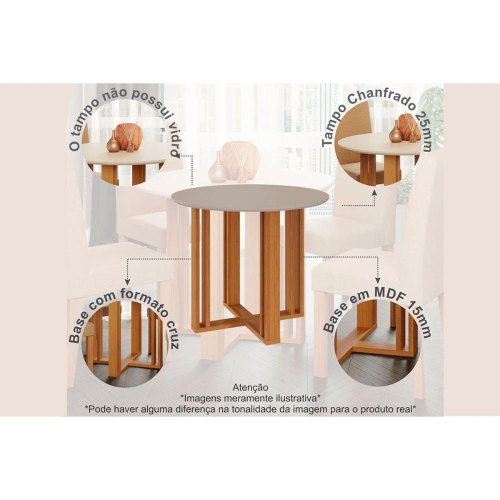 Mesa De Sala Jantar Flora C/ Tampo Madeirado 109cm Cinamomo - Cimol - 2