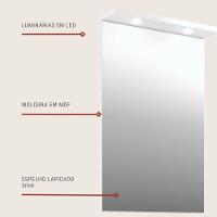 Espelho Para Banheiro Com Led 60cm Mdf Rosa - On Móveis