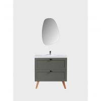 Gabinete Para Banheiro Com Cuba E Espelho Organico 80cm Retro Mdf Verde Milano - On Móveis - 3