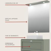 Gabinete Para Banheiro Com Tampo Cuba E Espelho Redondo 80cm Retro Mdf Verde Milano - On Móveis - 5