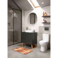 Gabinete Para Banheiro Com Tampo Cuba E Espelho Redondo 80cm Retro Mdf Grafite Milano - On Móveis - 7