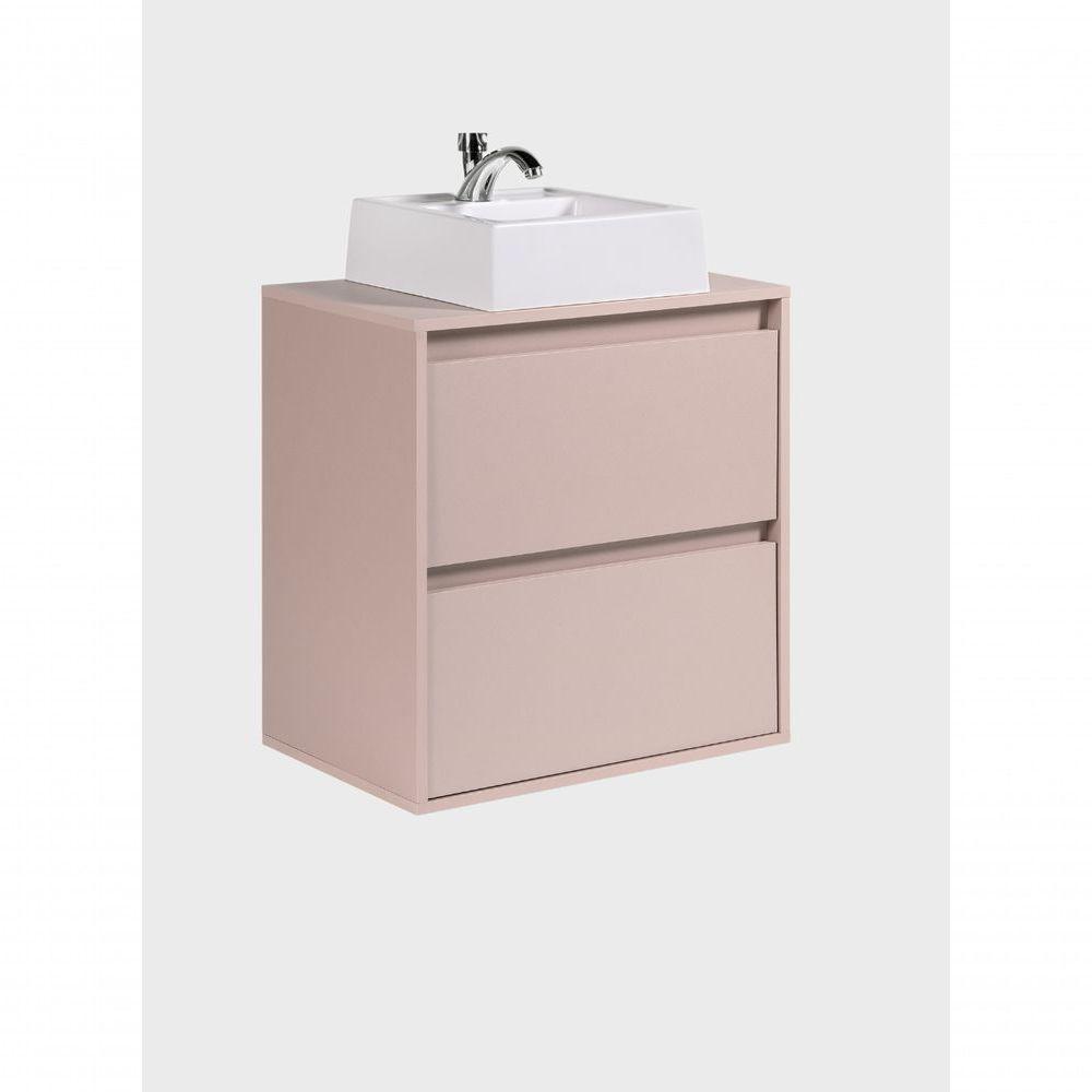 Gabinete Para Banheiro Com Cuba E Espelho Redondo 60cm Mdf Rosa Dubai - On Móveis - 7