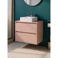 Gabinete Para Banheiro Com Cuba E Espelho Redondo 60cm Mdf Rosa Dubai - On Móveis - 2