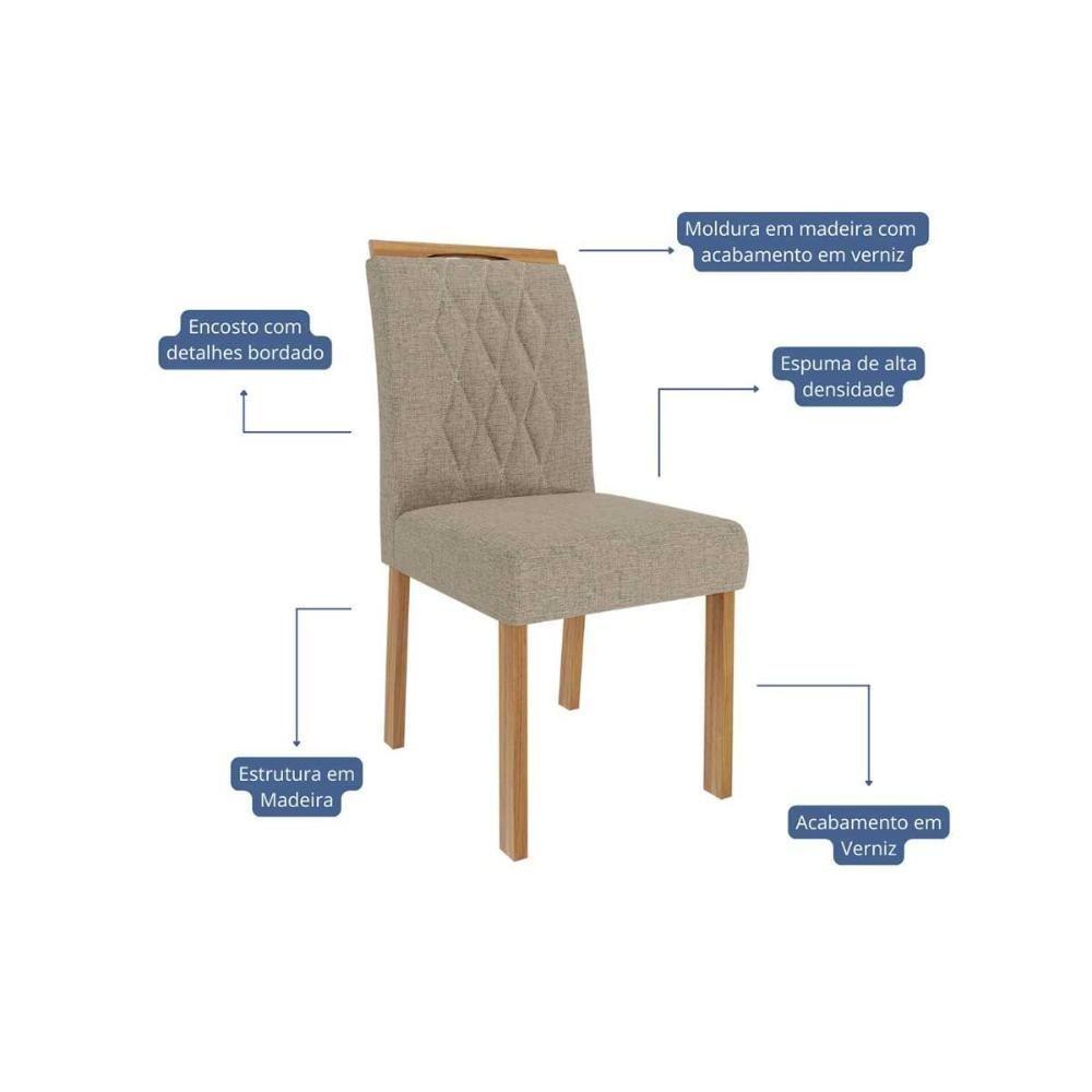 Sala De Jantar Completa Maitê Tampo Madeirado 130x80cm E 4 Cadeiras Juliana Cinamomo - Carvalho/suede Nude Bege - Cimol - 5