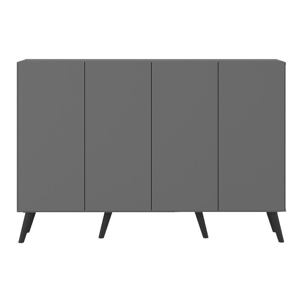 Aparador Buffet 4 Portas Com Pés Grafite Preto - 3