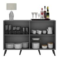 Aparador Buffet 4 Portas Com Pés Grafite Preto
