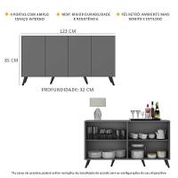 Aparador Buffet 4 Portas Com Pés Grafite Preto - 6