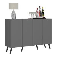 Aparador Buffet 4 Portas Com Pés Grafite Preto - 7