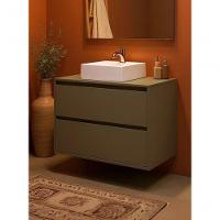 Gabinete Para Banheiro Com Cuba E Espelheira Organica 80cm Mdf Verde Dubai - On Móveis - 6