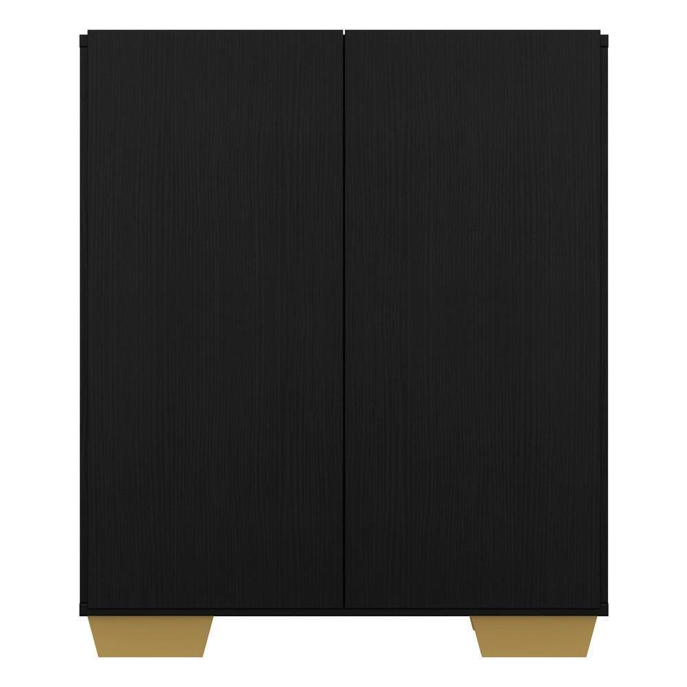 Aparador Buffet 2 Portas Com Pés Quadrados Veneza Multimóveis V3610 Preto/Natural Preto/Natural - 3