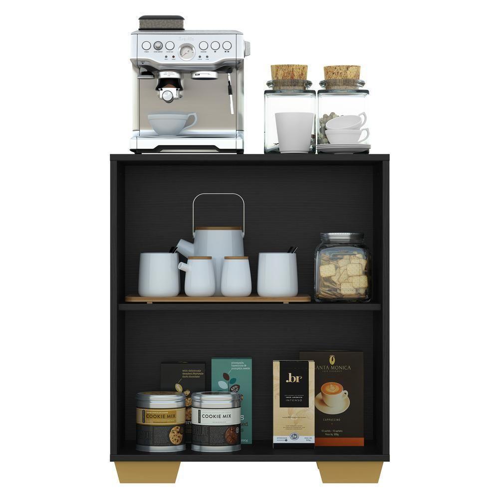 Aparador Buffet 2 Portas Com Pés Quadrados Veneza Multimóveis V3610 Preto/Natural Preto/Natural - 4