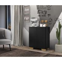 Aparador Buffet 2 Portas Com Pés Quadrados Veneza Multimóveis V3610 Preto/Natural Preto/Natural - 2