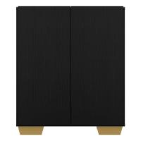 Aparador Buffet 2 Portas Com Pés Quadrados Veneza Multimóveis V3610 Preto/Natural Preto/Natural - 3