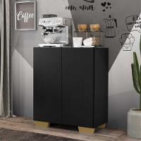 Aparador Buffet 2 Portas Com Pés Quadrados Veneza Multimóveis V3610 Preto/Natural Preto/Natural - 7