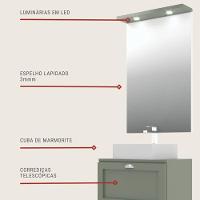 Gabinete Para Banheiro Com Tampo Cuba E Espelho Redondo 60cm Retro Mdf Verde Milano - On Móveis - 5