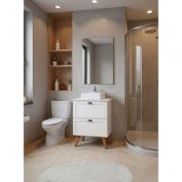 Gabinete Para Banheiro Com Tampo Cuba E Espelho 60cm Retro Mdf Branco Milano - On Móveis - 8