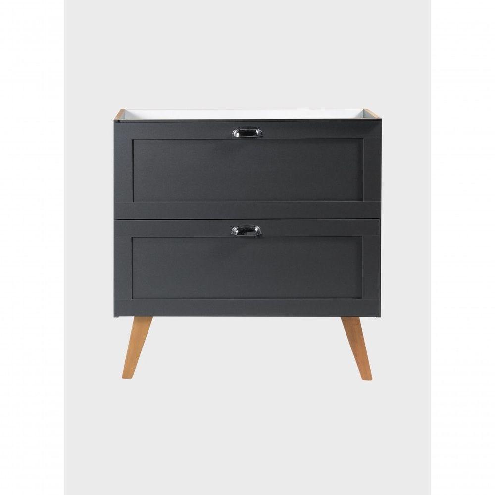 Gabinete Para Banheiro Com Tampo E Espelheira 80cm Retro Mdf Grafite Milano - On Móveis - 5