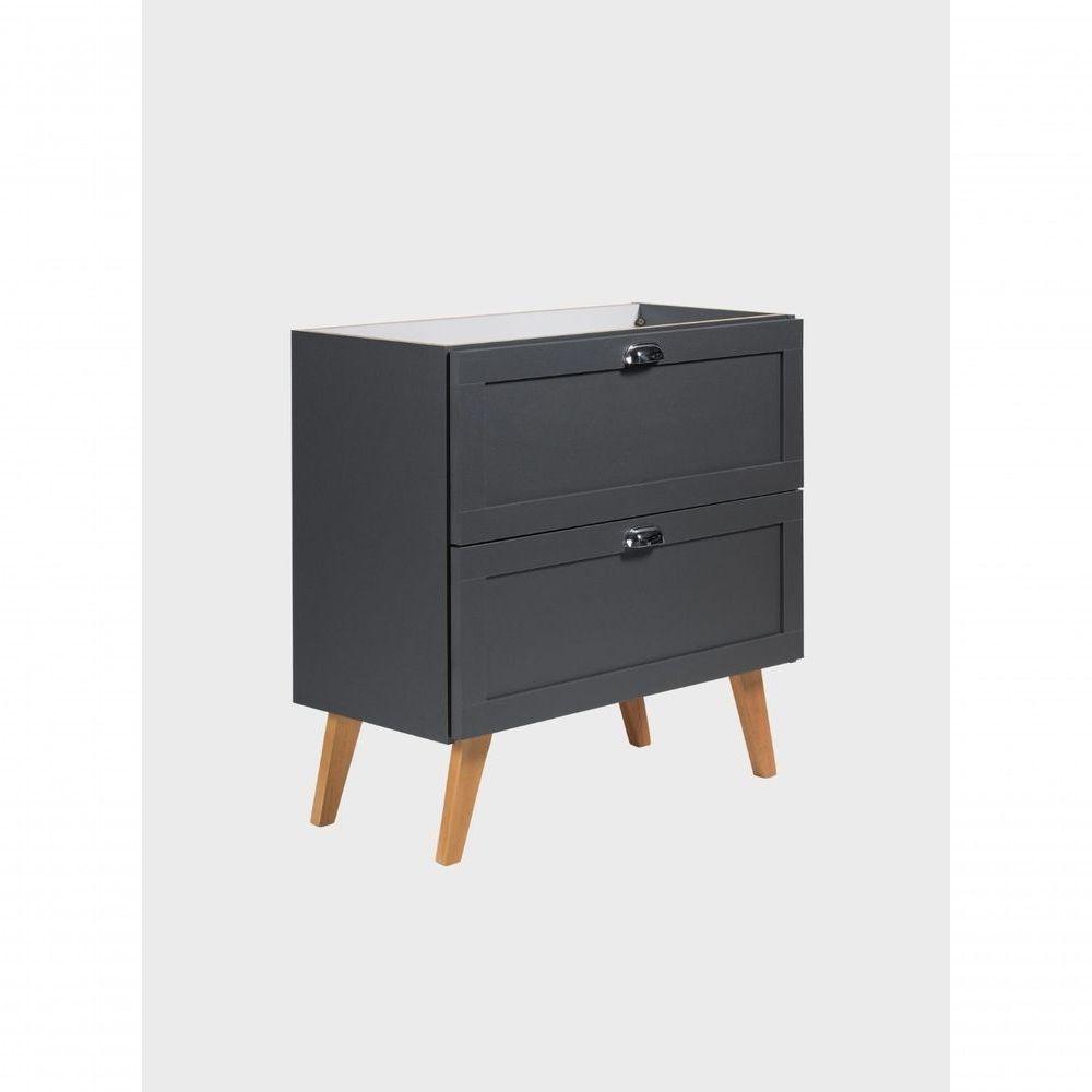 Gabinete Para Banheiro Com Tampo E Espelheira 80cm Retro Mdf Grafite Milano - On Móveis - 6