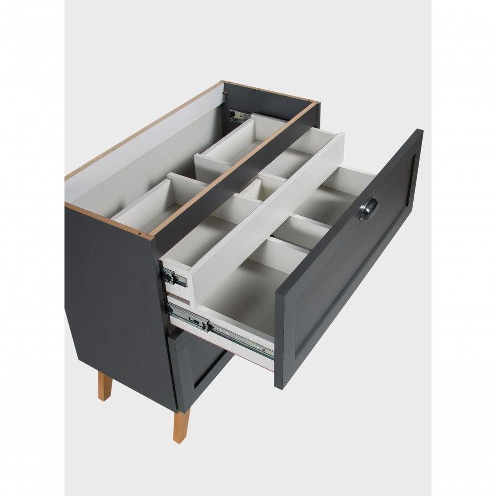 Gabinete Para Banheiro Com Tampo E Espelheira 80cm Retro Mdf Grafite Milano - On Móveis - 9