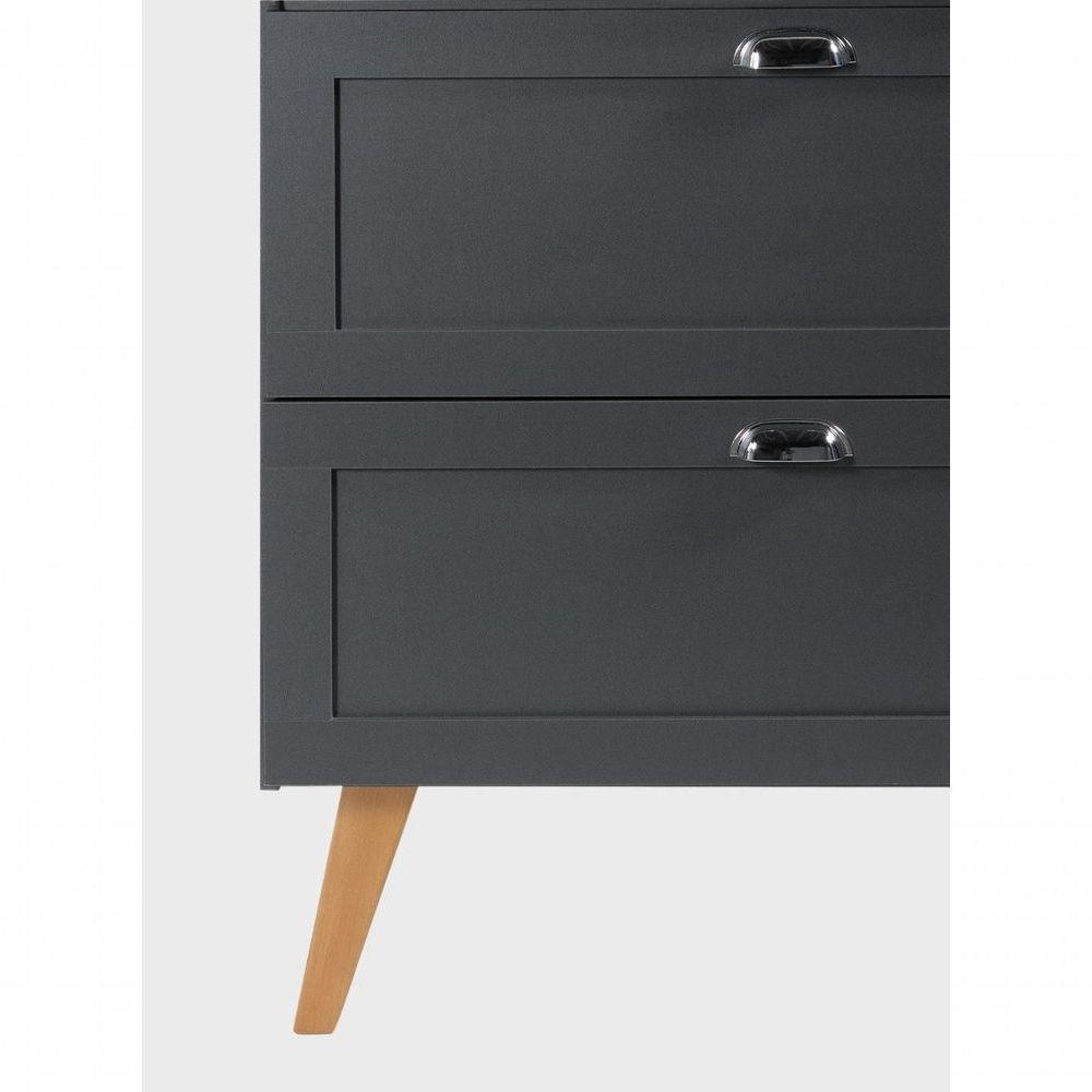 Gabinete Para Banheiro Com Tampo E Espelheira 80cm Retro Mdf Grafite Milano - On Móveis - 10