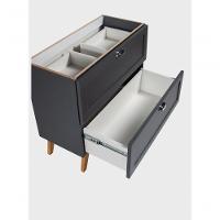 Gabinete Para Banheiro Com Tampo E Espelheira 80cm Retro Mdf Grafite Milano - On Móveis - 8