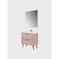 Gabinete Para Banheiro Com Cuba E Espelho 80cm Retro Mdf Rosa Milano - On Móveis - 9