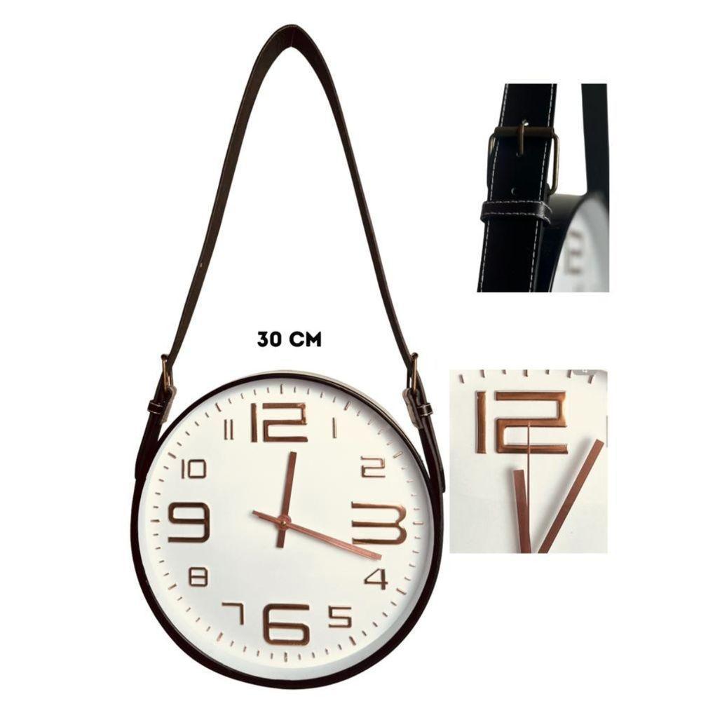 Relógio De Parede 30 Com Com Alças De Couro Preto - 1
