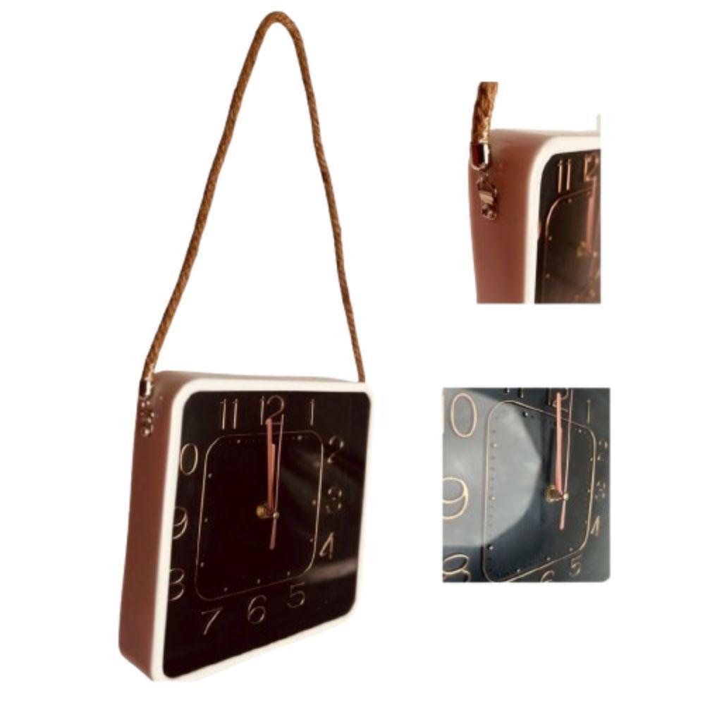 Relogio De Parede 20 Com Com Alças De Sisal Fundo Preto - 1