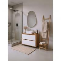 Gabinete Para Banheiro Com Cuba E Espelheira Organica 80cm Mdf Freijo Com Branco Dubai - On Móveis - 1