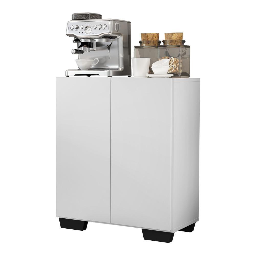 Aparador Buffet 2 Portas Com Pés Quadrados Veneza Multimóveis V3610 Branco/Preto Branco/Preto - 1