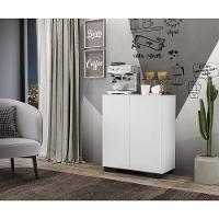 Aparador Buffet 2 Portas Com Pés Quadrados Veneza Multimóveis V3610 Branco/Preto Branco/Preto - 2