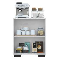 Aparador Buffet 2 Portas Com Pés Quadrados Veneza Multimóveis V3610 Branco/Preto Branco/Preto