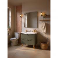 Gabinete Para Banheiro Com Cuba E Espelho 80cm Retro Mdf Verde Milano - On Móveis - 1