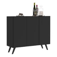 Aparador Buffet 3 Portas Retrô Veneza Multimóveis V1009 Preto Preto - 1