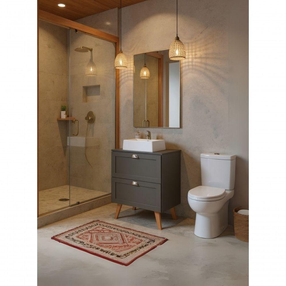 Gabinete Para Banheiro Com Tampo Cuba E Espelho 60cm Retro Mdf Verde Milano - On Móveis - 8