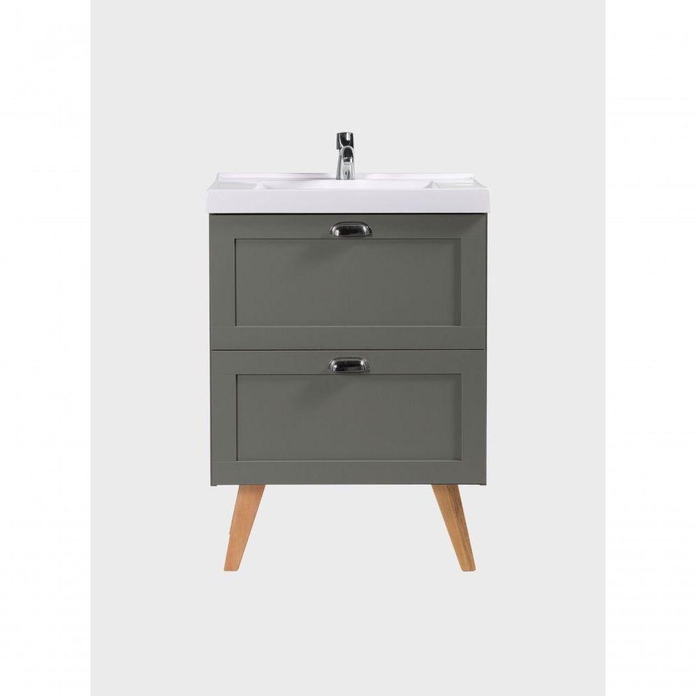 Gabinete Para Banheiro Com Cuba E Espelho Organico 60cm Retro Mdf Verde Milano - On Móveis - 10