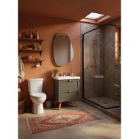 Gabinete Para Banheiro Com Cuba E Espelho Organico 60cm Retro Mdf Verde Milano - On Móveis - 5