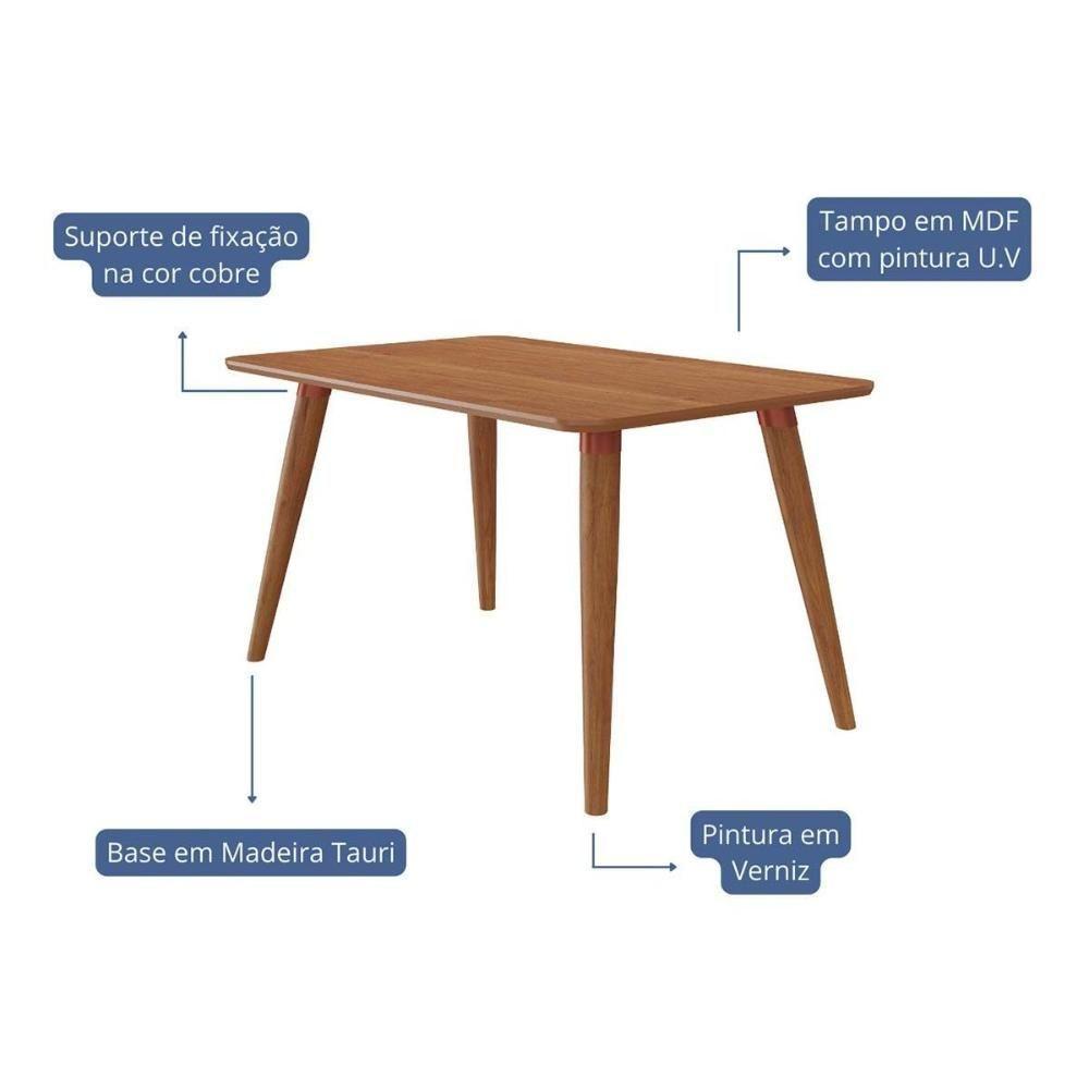 Mesa De Sala Jantar Adele C/ Tampo Madeirado 130x80cm Carvalho/cinamomo - Cimol - 2