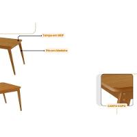 Sala De Jantar Completa Havana C/ Tampo Madeirado Canto Curvo 120x80cm E 4 Cadeiras Jaspe Naturale - Linho Bege - Rufato - 4