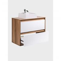 Gabinete Para Banheiro Com Cuba E Espelheira Com Led 80cm Mdf Freijo Com Branco Dubai - On Móveis - 8
