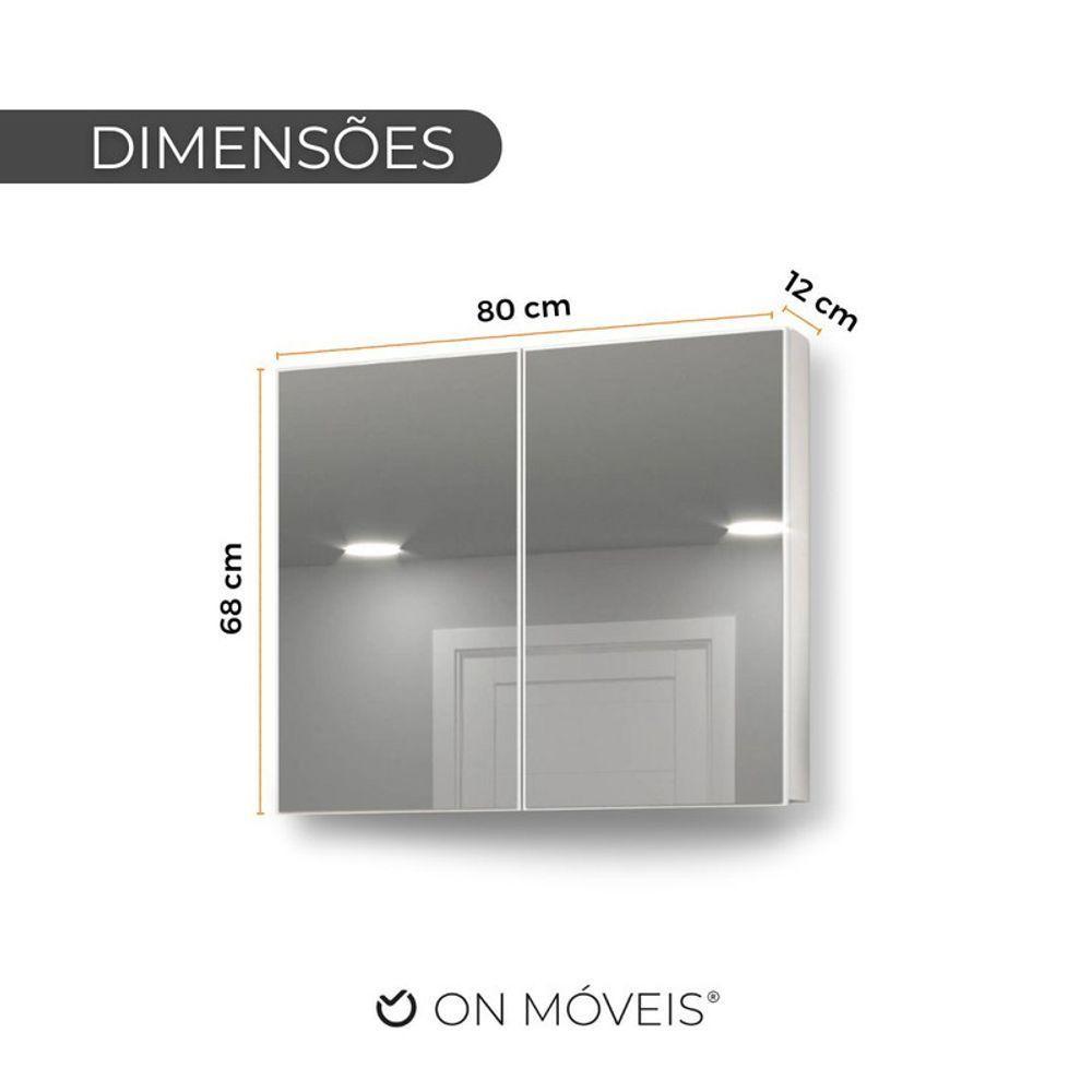 Armário Para Banheiro Com Espelho 80cm Mdf Branco - On Móveis - 4