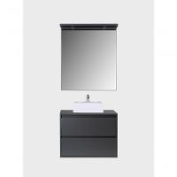 Gabinete Para Banheiro Com Cuba E Espelheira Com Led 80cm Mdf Grafite Dubai - On Móveis - 7